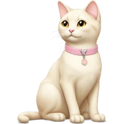 cream cat with light pink collar sitting sticker