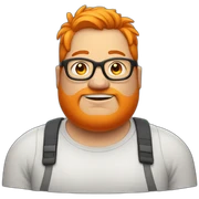 Fat man with orange hair and glasses  sticker