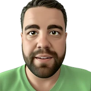 smiling boy in green shirt sticker