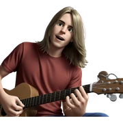 boy with guitar indoors sticker