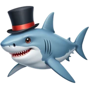 Shark with a top hat sticker