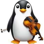 Penguin with violin sticker