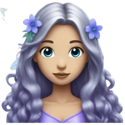 Beautiful, flower, fairy, blue, silver, purple, long hair, big wings sticker