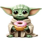 baby yoda eating donuts sticker