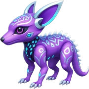 Tropical futuristic lush neon purple Fionbri-Vernid-Trico-Protogen-Primagen-creature (full body) sticker