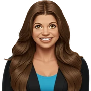 smiling girl with long brown hair sticker