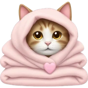 cat with a cozy light pink heart blanket  sticker
