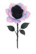 emo black rose with pastel petals, no background sticker