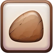a Tiny compressed Stylized brown stone-rock-pebble symbol inside a pastel gradient white square icon, brown borders sticker