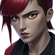 vi in red jacket portrait sticker