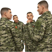 military boys in camouflage uniforms sticker