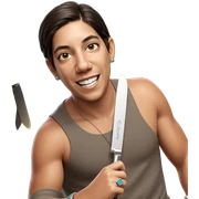 smiling boy with jewelry knife sticker