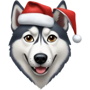 Husky with eye eyes wearing a Santa cap sticker