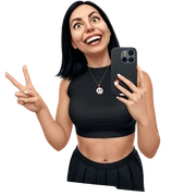 smiling girl in horror themed selfie sticker