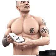 topless male with tattooed cross sticker