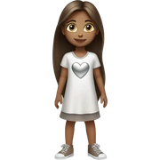 Little girl with straight long brown hair wearing silver heart necklace  sticker