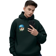 boy with phone in nature sticker