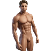 muscular male in indoor setting sticker