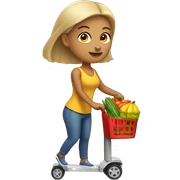 mujer con carro de supemercado lleno a tope de diferentes productos  sticker