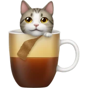 Cat with tea bag sticker
