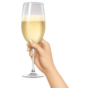 white woman hand with beige nails holding champagne glass sticker