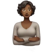 Woman holding up her chest sticker