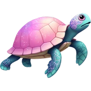 Turtle "A pastel pink turtle with a glowing shell decorated with glittery, swirling patterns, and sparkles trailing as it moves." sticker