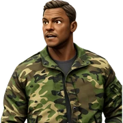 dark-skinned boy in camouflage jacket sticker