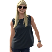 blonde girl smiles by ocean sticker
