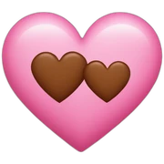 pink heart + brown heart sticker