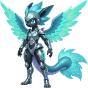 Meloetta-Sergal-Protogen-hybrid-fusion-Fakémon-creature, full body sticker