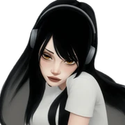 girl with black hair headphones sticker