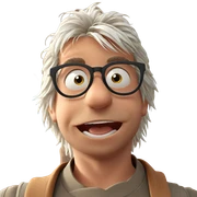 smiling boy with white hair sticker