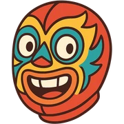 máscara de luchador mexicano, estilo caricatura, expresión divertida sticker