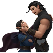 girl and boy with sword sticker