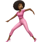 High heels dance woman short dark brown afro hair pink top and pink trousers  sticker