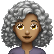 Female long gray curly hair sticker
