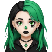 Goth girl with black and green split dye hair and nose piercings sticker
