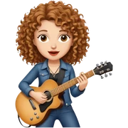 woman rockstar with light brown curly hair playing guitar on stage sticker