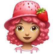 strawberry shortcake ginger girl short hair pink hat sticker