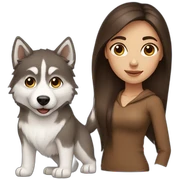 Long Brown hair woman and husky sticker