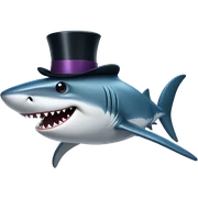 Shark with a top hat sticker