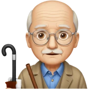 Vieux monsieur avec des lunettes et une canne sticker