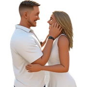happy couple by the ocean sticker