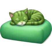 Sleeping green cat sticker