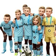 cheerful boys in soccer gear sticker