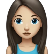 Dark brown long hair fringe girl with blue eyes sticker