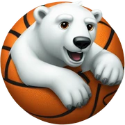 Polar bear wearing #32 with basketball  sticker