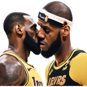 Lebron kissing lebron sticker