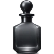 Black dainty perfume bottle with grey label sticker